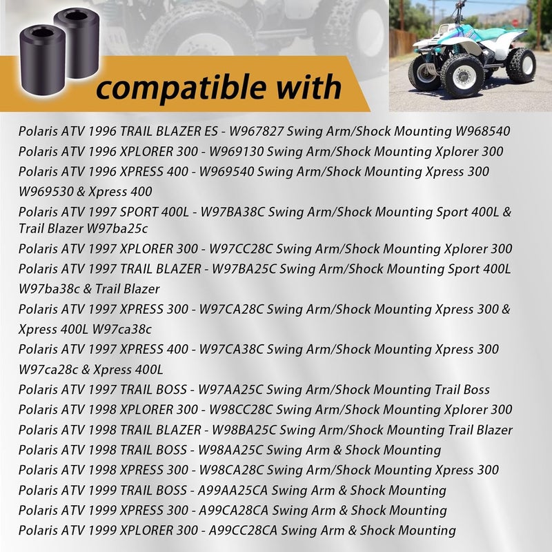 XTPTFABS 7041448 Rear Shock Bushings Compatible With rear shocks' upper and lower eyelets Polaris ATV models from 88-99 (Fits for Polaris Sport 400LTrail Boss 250 Xplorer 300 Xpress 300 Sport 400L Xpress 300) - Image 5